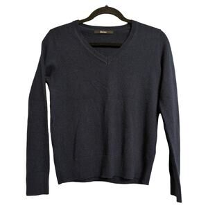 Quince Womens Pullover Sweater Navy Blue 100% Cashmere Long Sleeve V Neck XS